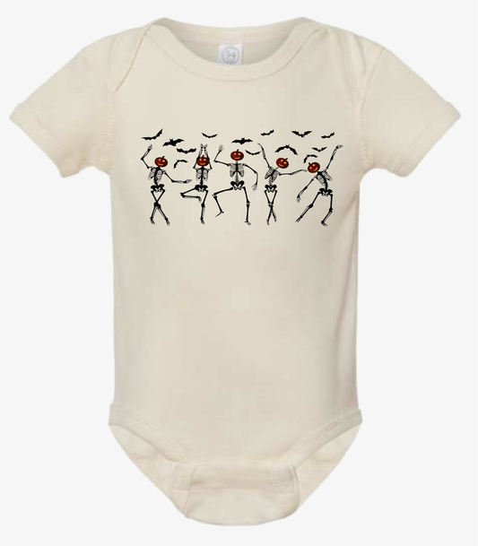 Infant Baby Rib Bodysuit - Dancing Skeletons Cotton Onesie 
