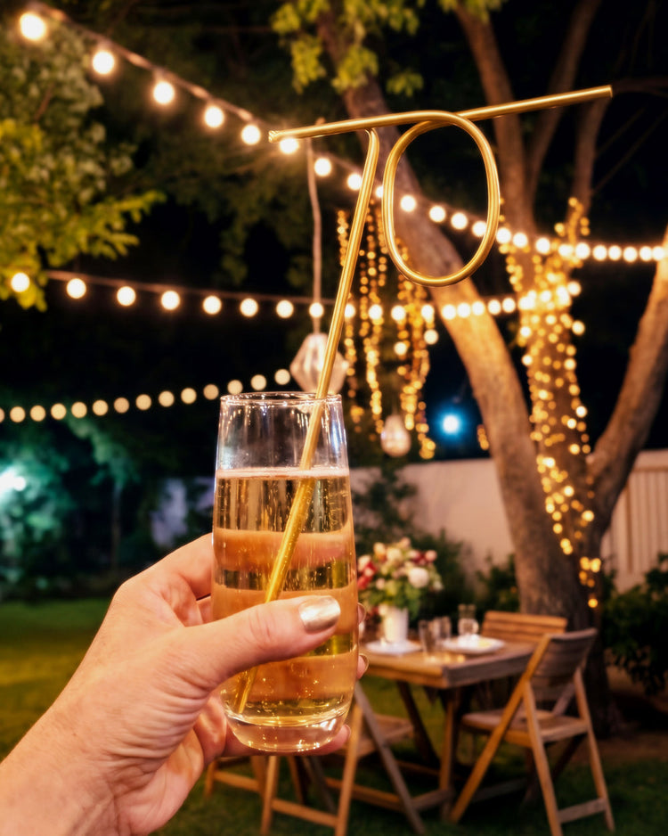 70 Shaped Straw - gold reusable straw