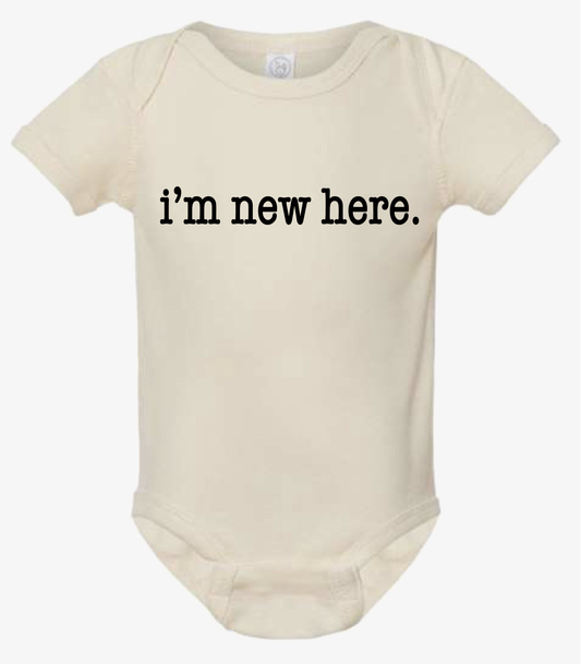 Infant Baby Rib Bodysuit - I'm New Here Cotton Onesie 