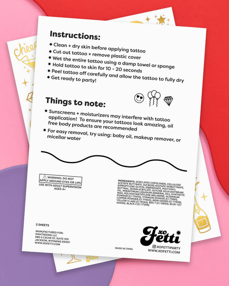 Sippin’ Pretty Tats -  54 foil temporary tattoos