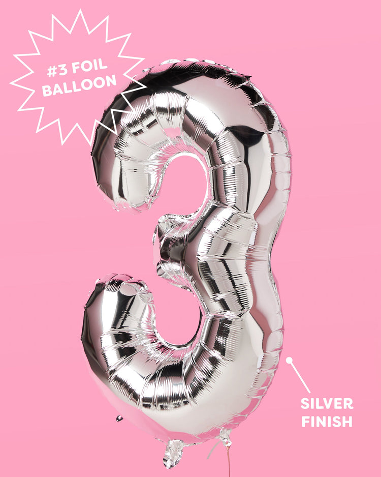 30 Number Balloons - 40" silver foil balloons
