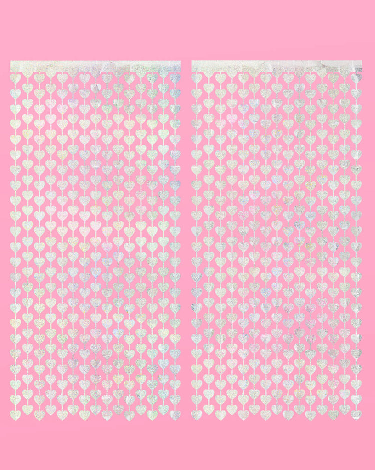 Shimmer Heart Curtain - iridescent foil curtain