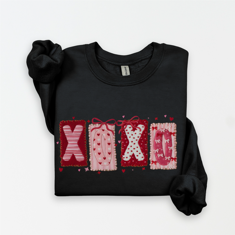 FAUX XOXO Trendy Knit Valentine's Day Sweatshirt Preppy V-Day Sweater