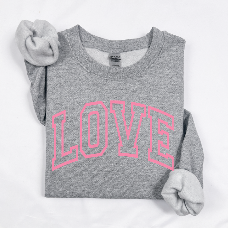 LOVE Trendy Valentine's Day Unisex Fleece Pullover Sweatshirt | Galentine's Sweater
