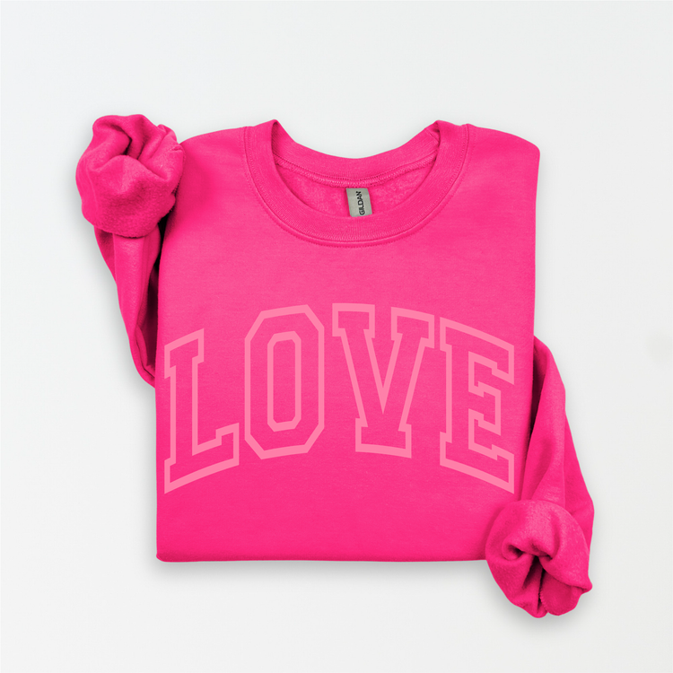 LOVE Trendy Valentine's Day Unisex Fleece Pullover Sweatshirt | Galentine's Sweater