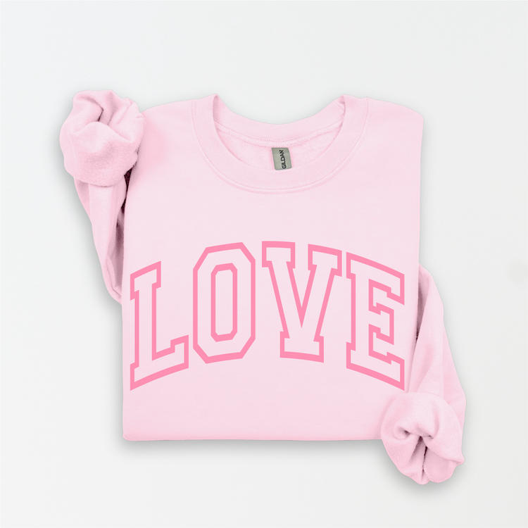 LOVE Trendy Valentine's Day Unisex Fleece Pullover Sweatshirt | Galentine's Sweater