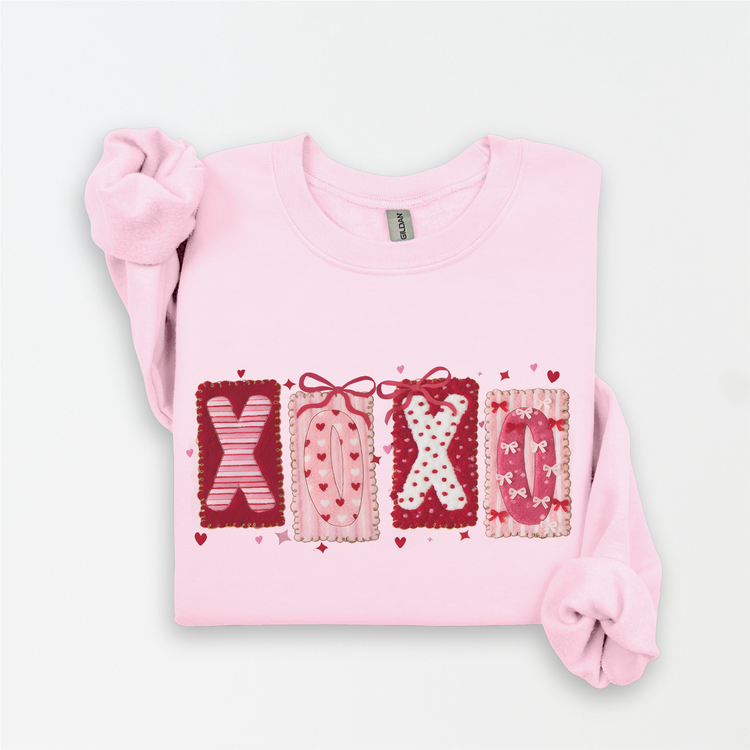 FAUX XOXO Trendy Knit Valentine's Day Sweatshirt Preppy V-Day Sweater