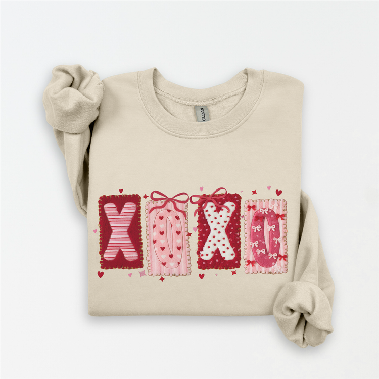 FAUX XOXO Trendy Knit Valentine's Day Sweatshirt Preppy V-Day Sweater