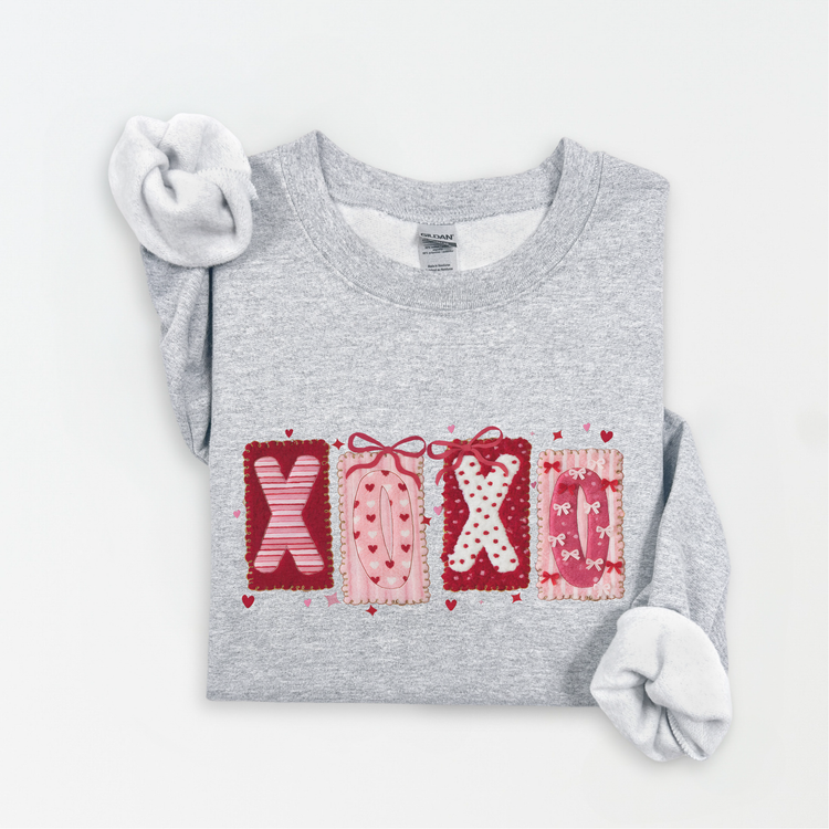 FAUX XOXO Trendy Knit Valentine's Day Sweatshirt Preppy V-Day Sweater