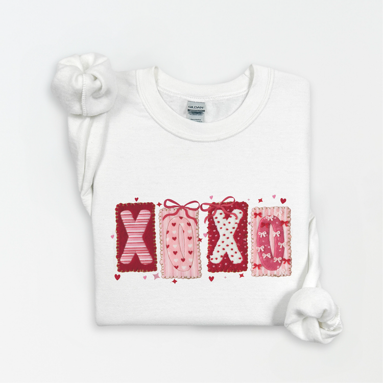 FAUX XOXO Trendy Knit Valentine's Day Sweatshirt Preppy V-Day Sweater