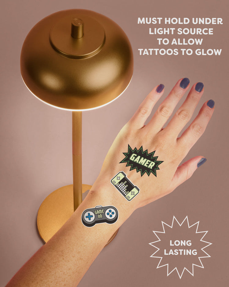 Level Up Glo Tats - 40 foil temporary tattoos