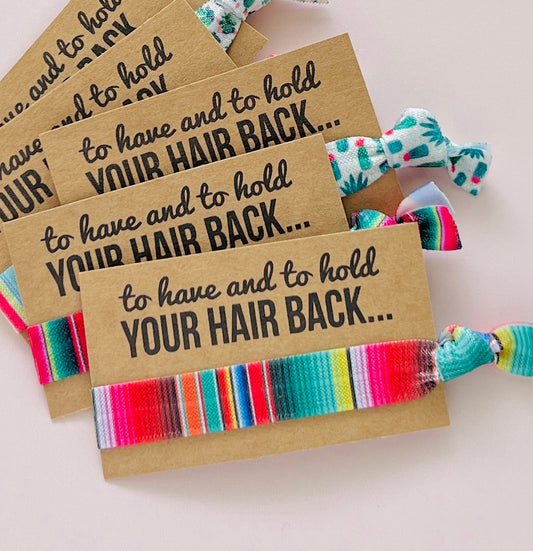 Pack of 10 To have & To hold your hair back Final Fiesta Bachelorette Serape Fiesta themed hair ties Last Fiesta Fiesta Siesta Party