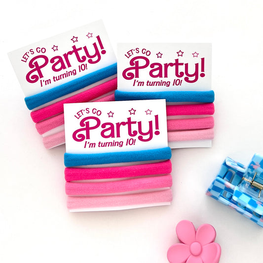 Pack of 3 Let's Go Party Girls Birthday favors Pink Doll Party Nylon Malibu Beach Beach party favor Girls Beach Party Favors