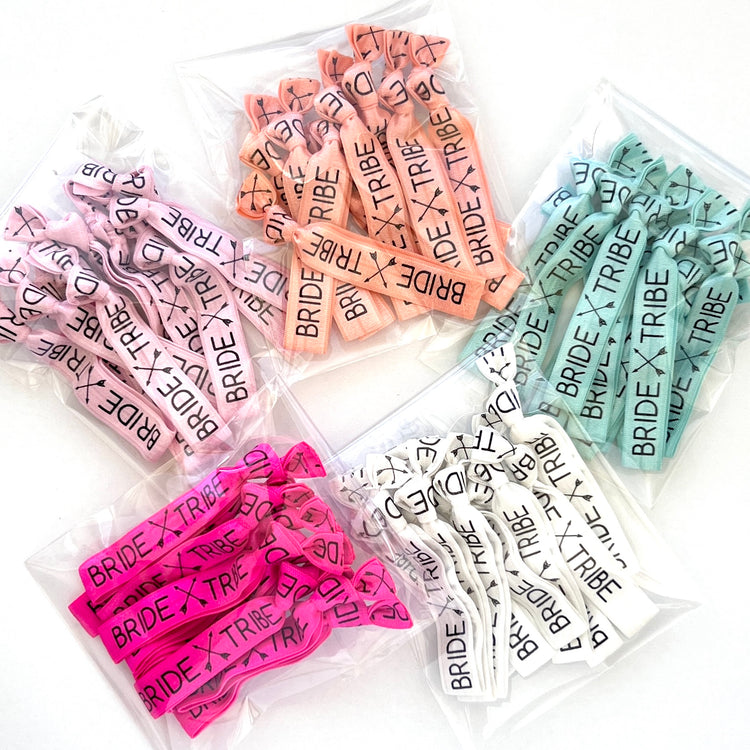 PACK OF 10 Bride Tribe Hair Ties Bachelorette Party Favors Bachelorette Welcome Bag Filler Hair Ties Survival Kit Favor Ready to Ship Favors