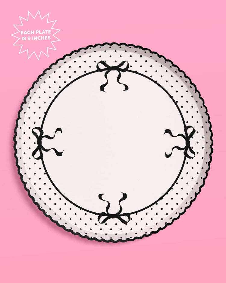 Little Black Bow Plates - 25 paper plates