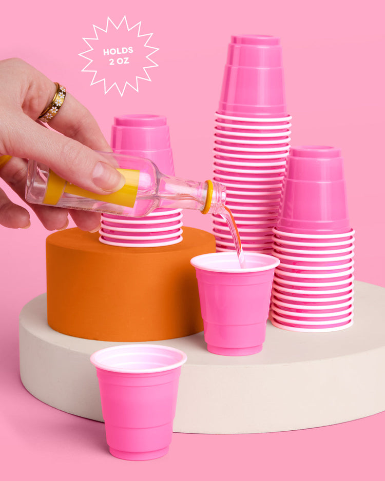 Baby Pink Shot Glasses - 50 plastic shot glasses