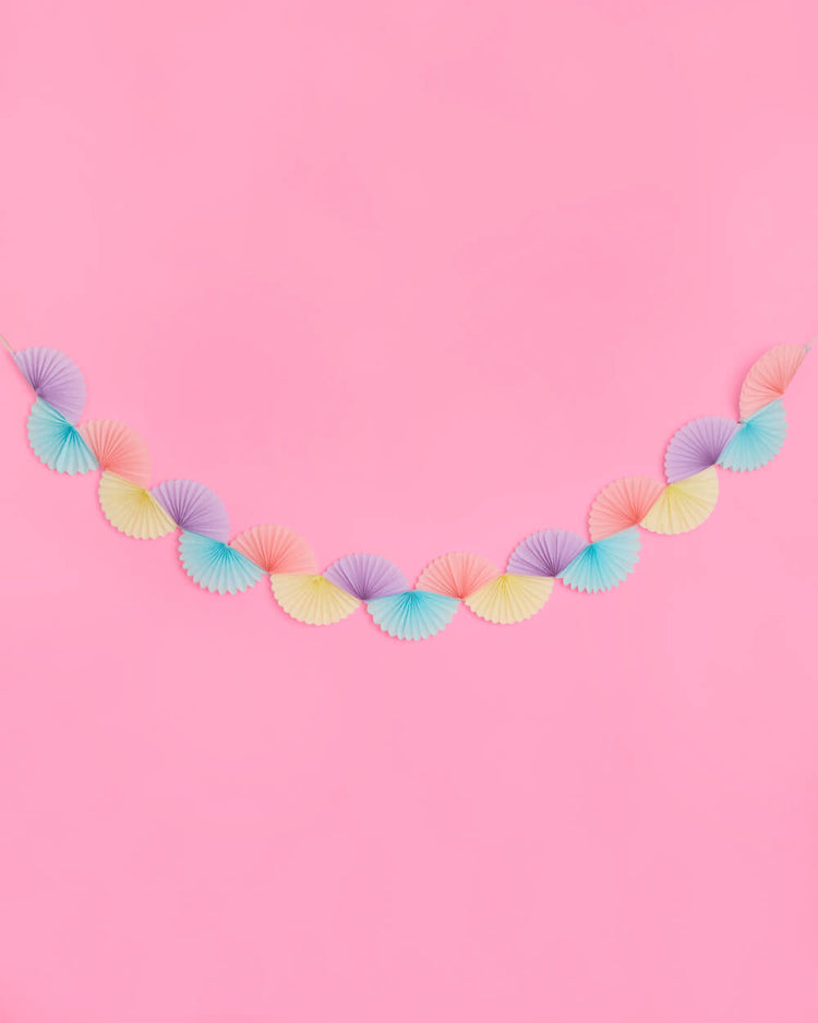 Pastel Party Garland - paper fan banner