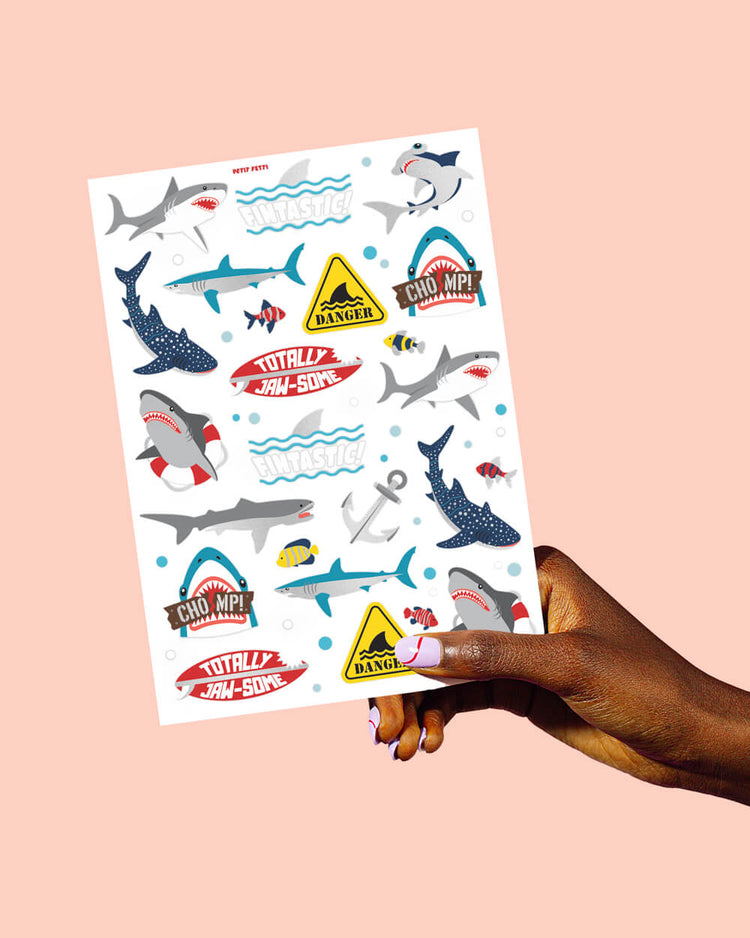 Shark Temporary Tattoos - 38 metallic temporary tattoos