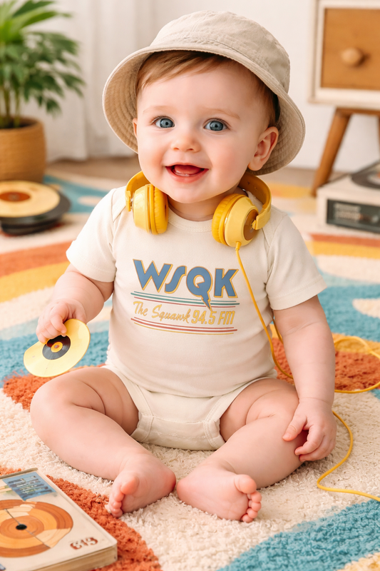 WSQK The Squak 94.5 FM Cotton Infant Baby Rib Bodysuit Onesie