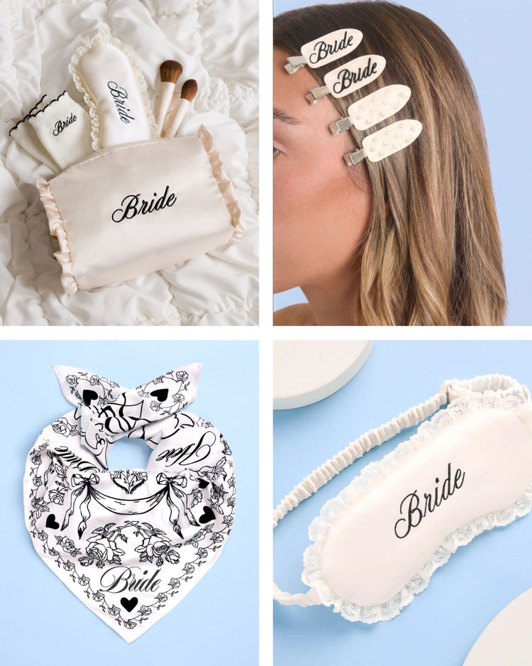 Bridal Bundle - bag, clips, eye mask + scarf