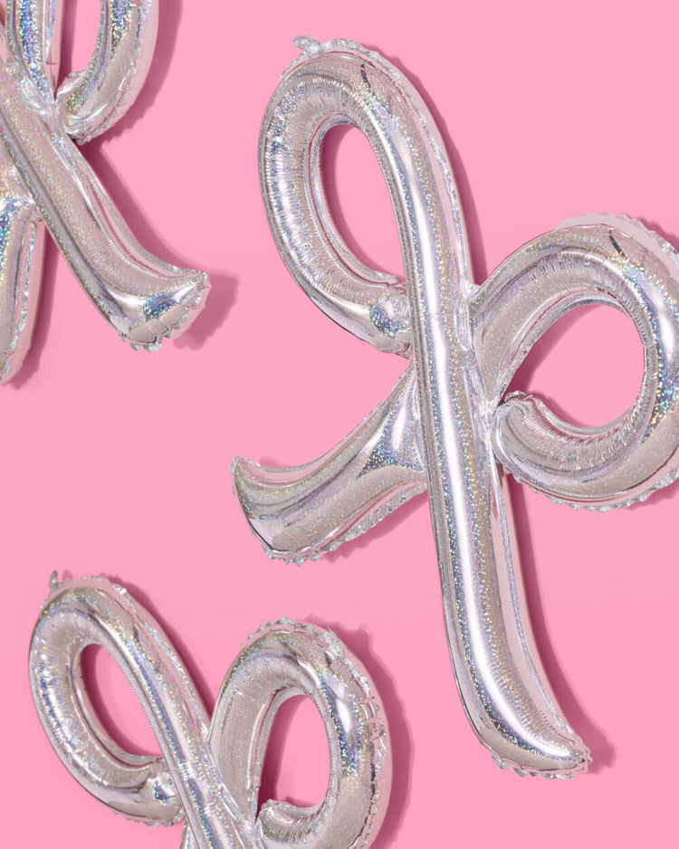 Shimmer Bow Balloons - 4 iridescent balloons