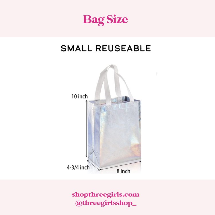 Personalized Holographic Gift Bags | Disco Retro Groovy Barbie Tote Bag