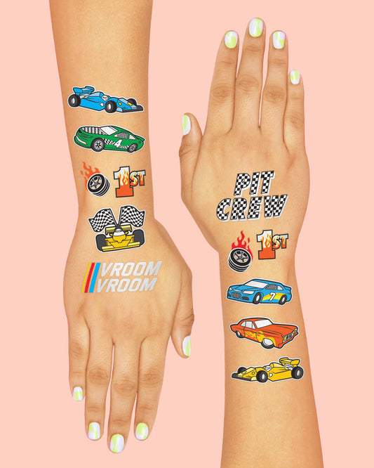 Racecar Tats - 44 foil temporary tattoos