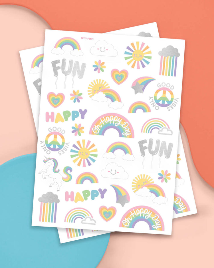 Rainbow Glitter Tattoos - 46 temporary tattoos