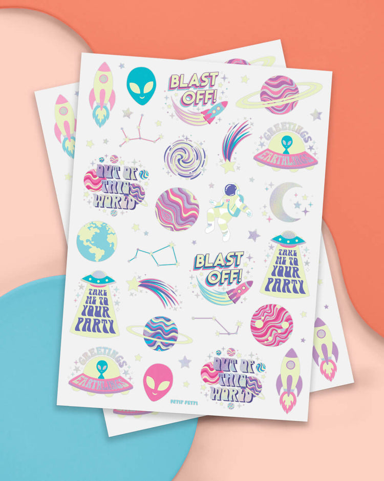 Space Girl Glo Tats - 46 temporary tattoos