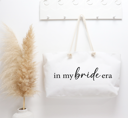 Weekender Bag In my bride era Large Tote Bag Bride Gift Bridal Shower Gift Bride to be gift Wedding Day essentials bag