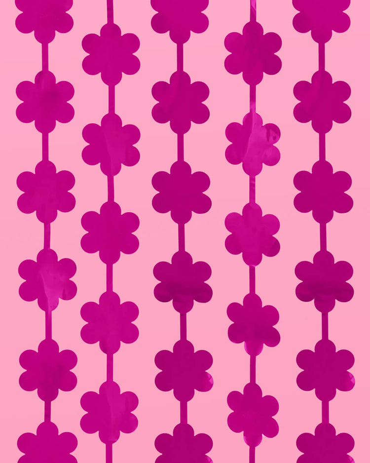 Flower Power Curtain - hot pink foil curtain