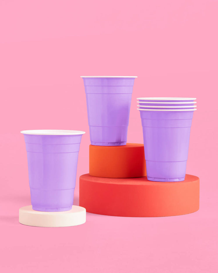 Purple Smiley Pong - 50 cups + 4 pong balls