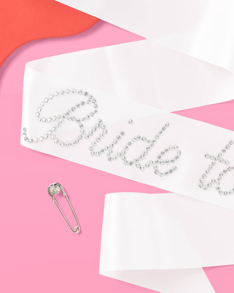 That Bride Sash - white silk + rhinestones