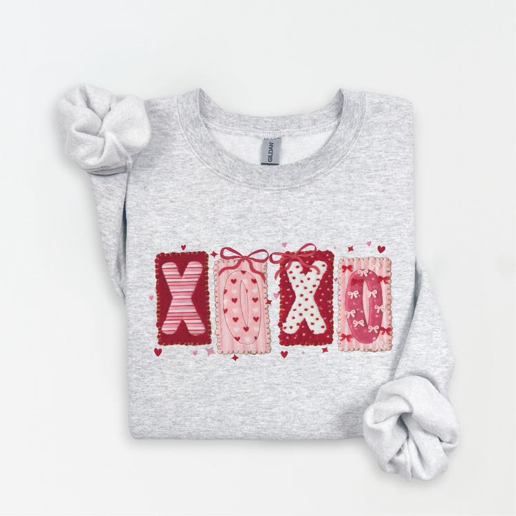 FAUX XOXO Trendy Knit Valentine's Day Sweatshirt Preppy V-Day Sweater