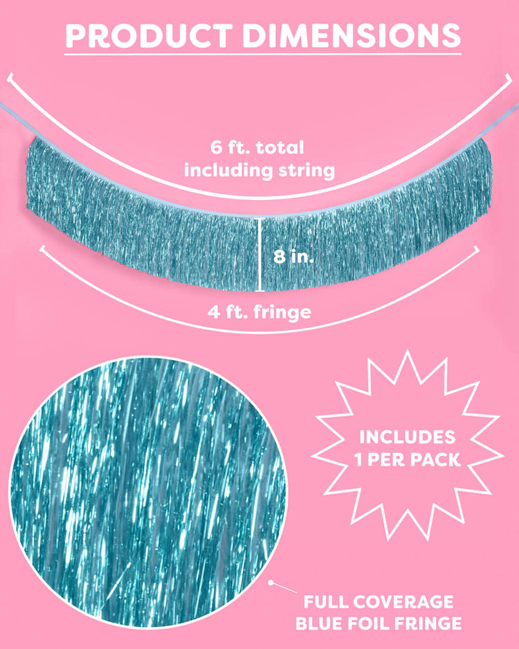 Aquamarine Fringe - blue foil banner