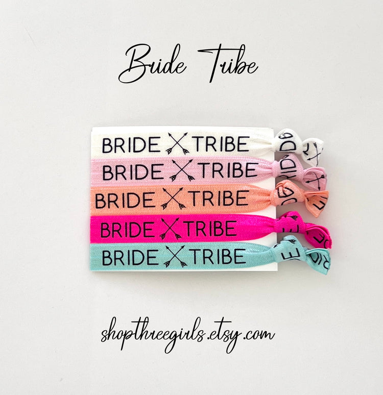 PACK OF 10 Bride Tribe Hair Ties Bachelorette Party Favors Bachelorette Welcome Bag Filler Hair Ties Survival Kit Favor Ready to Ship Favors