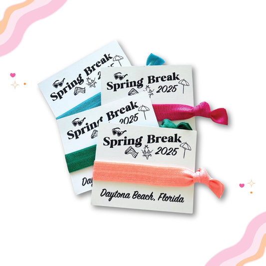 Spring Break 2025 Girls Trip Hair Tie Favor Custom Spring Break Vacation Florida Spring Break Mexico Bahamas Cabo San Diego Texas Cancun