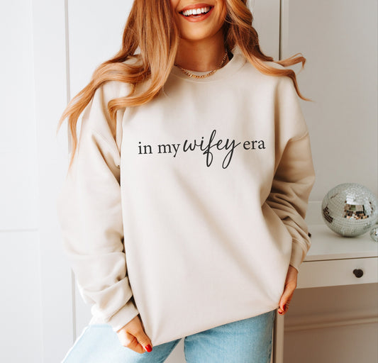 In my wifey era sweatshirt Bride sweatshirt Bridal shower gift Bachelorette shirts White Wifey shirt Unisex Heavy Blend™ Crewneck Sweatshirt
