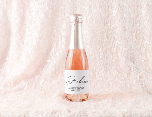 Custom Mini Champagne and Wine bottle labels Bridesmaid, Matron of Honor, Maid of Honor printed bottle labels | Labels ONLY