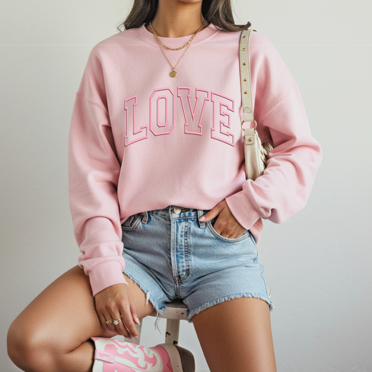LOVE Trendy Valentine's Day Unisex Fleece Pullover Sweatshirt | Galentine's Sweater