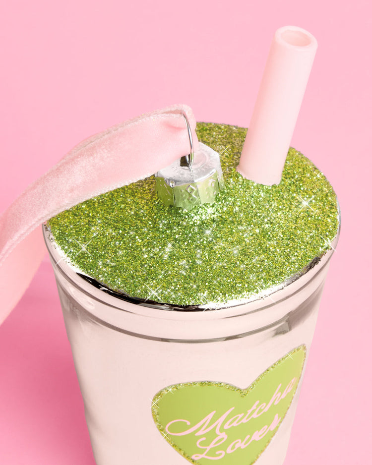 Matcha Girl Ornament - glittery holiday ornament