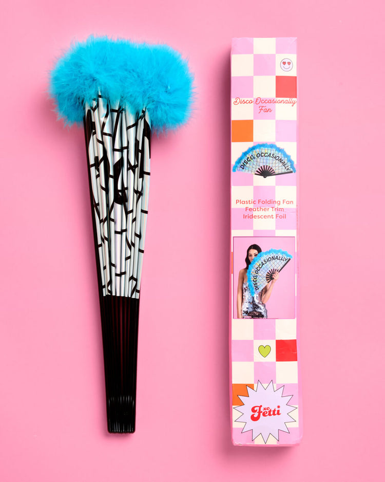 Disco Occasionally Fan - iridescent feather hand fan