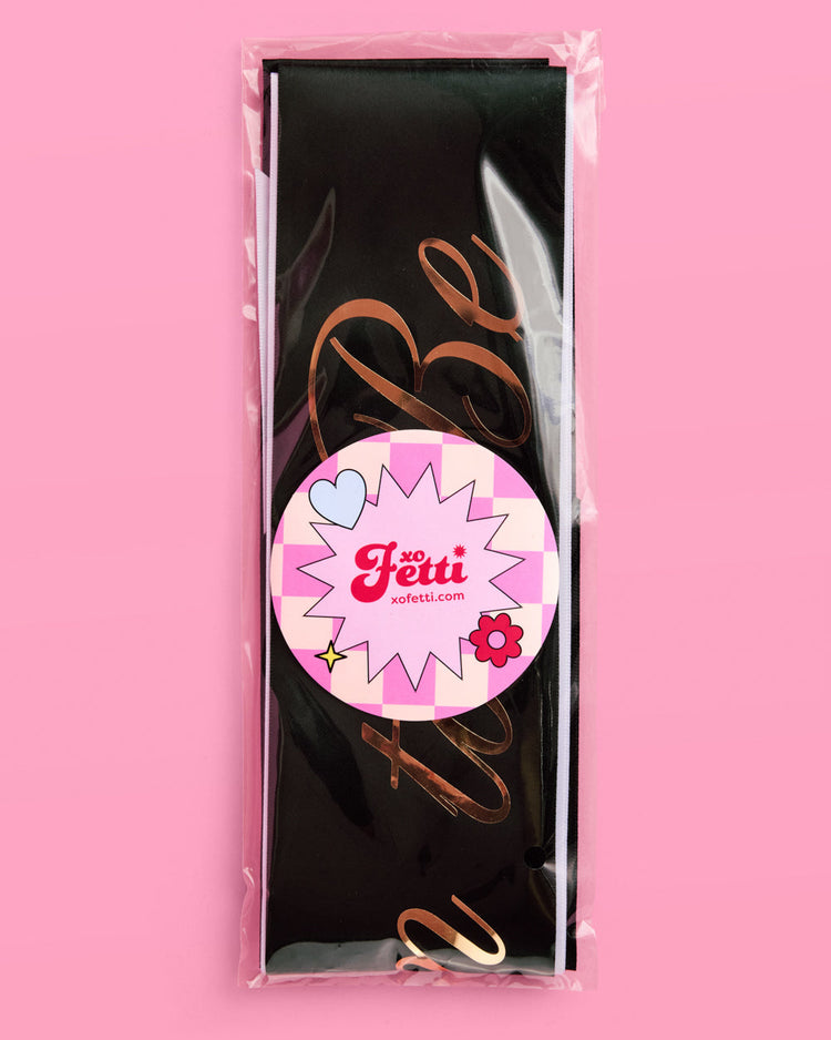 Bride and Groom Sash Duo - black + white satin sashes