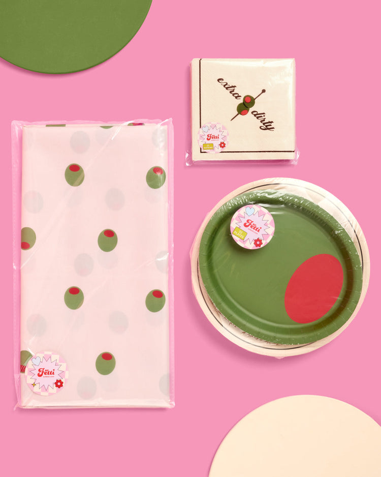 Extra Dirty Trio - plates, napkins, + tablecloth