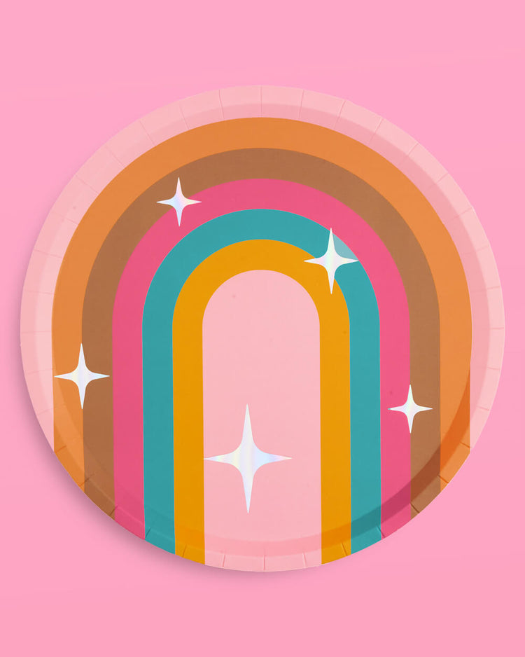 Totally Groovy Plates - 24 foil paper plates