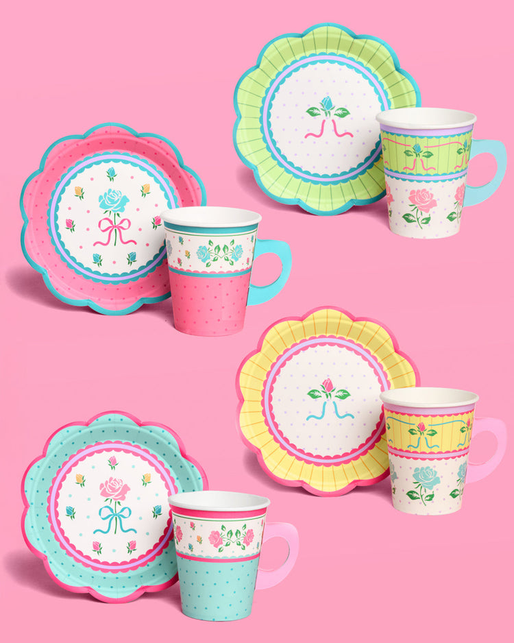 Tea Party Cups + Saucers - 32 pc drinkware set