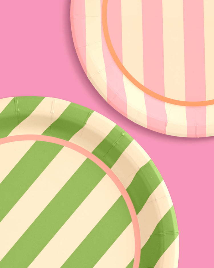 Pool Boy Plates - 24 striped paper plates