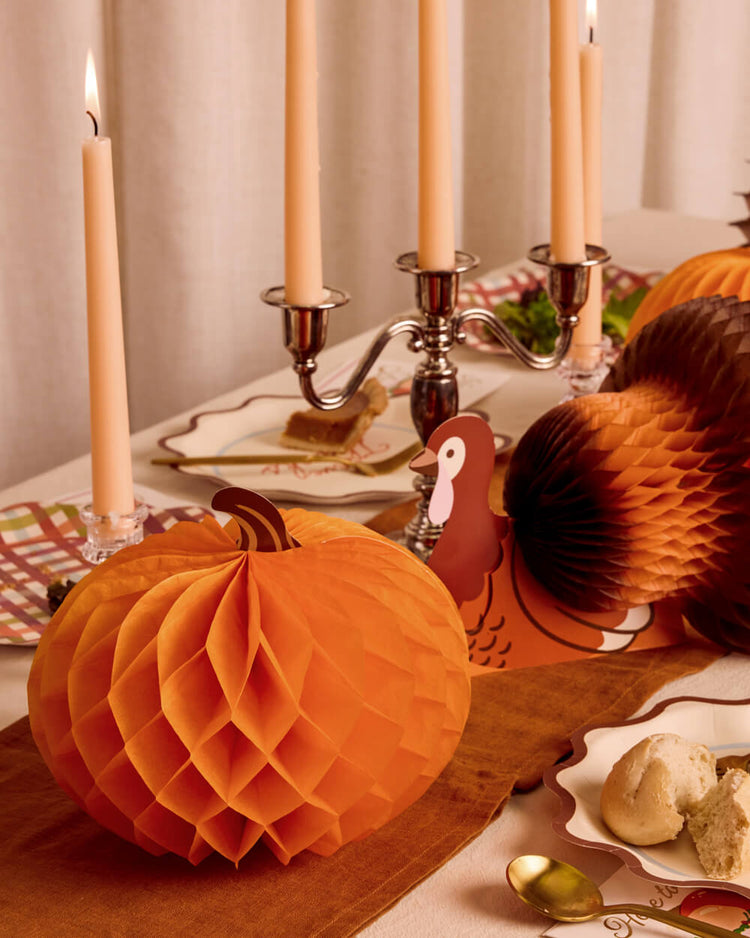 Turkey + Pumpkin Accordions - fall decor set