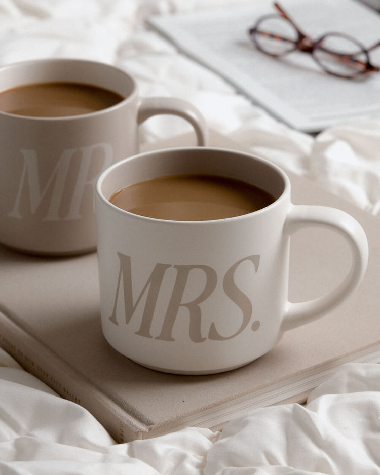 Mr + Mrs Mugs - Set of Ceramic Mugs