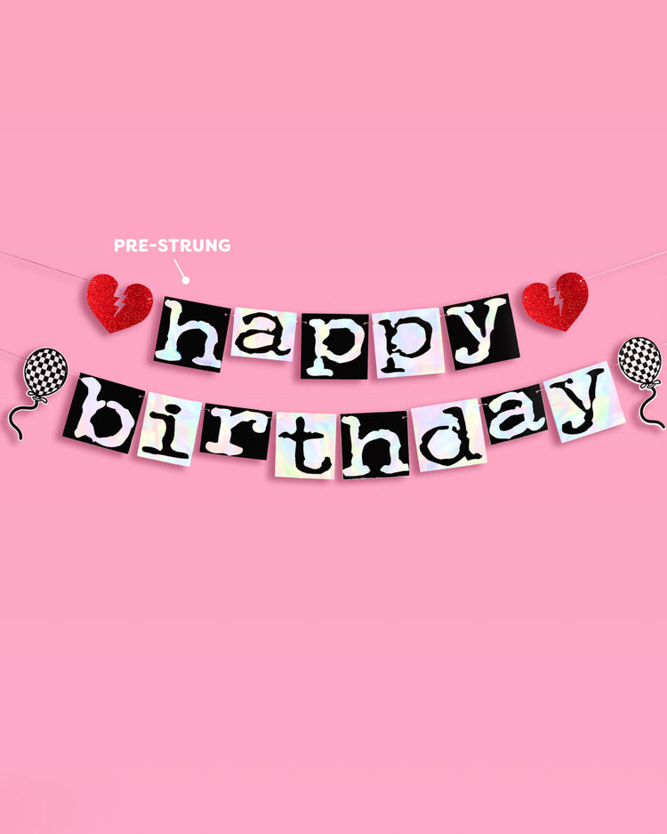 Emo Birthday Banner - iridescent foil banner